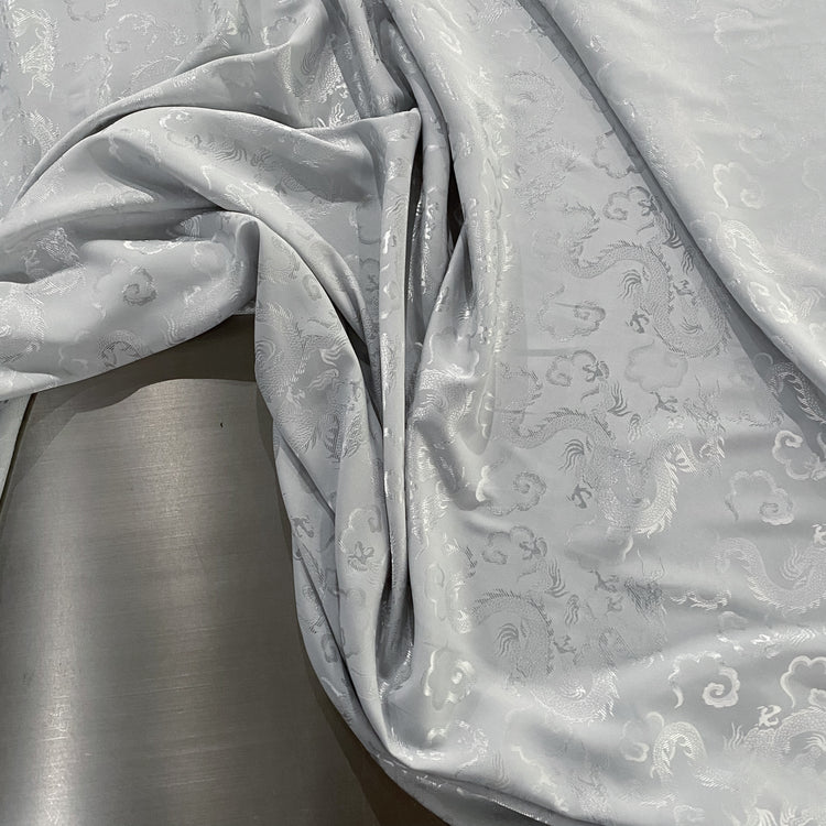Dragon Satin Damask - Light Grey