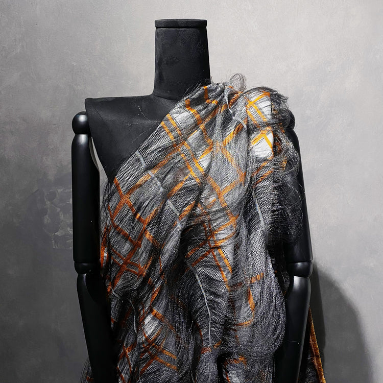 Long Yarn Float Glen Plaid Dobby - Black / Grey / Orange