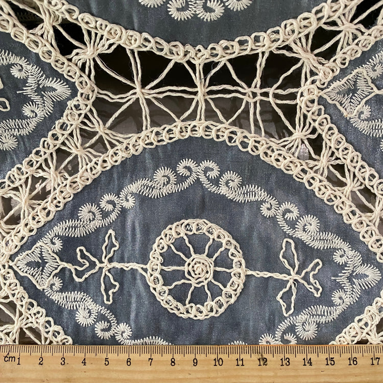 Bohemian Crochet Embroidered Satin - Steel Blue
