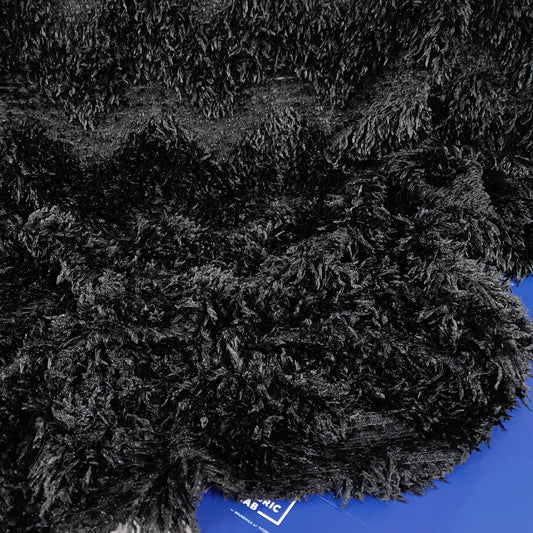 Chevron Cut Pile Faux Ostrich Feather Fur - Black