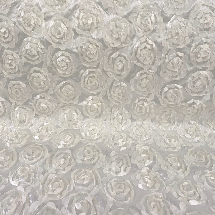 3D Rose Satin - White