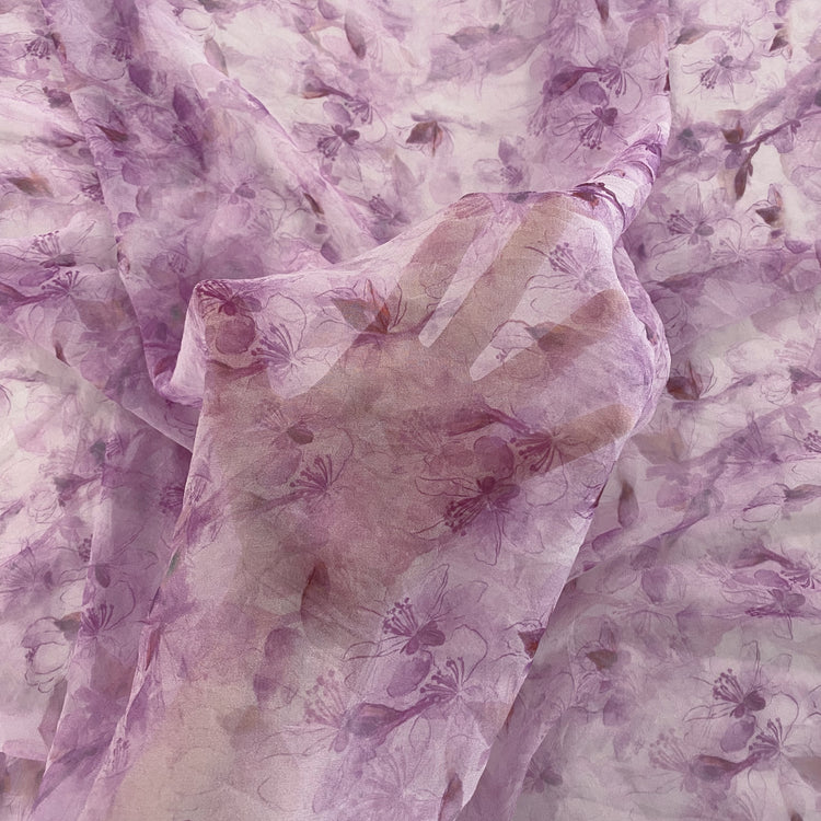 Cherry Blossom Sheer Silk Chiffon - Pastel Magenta