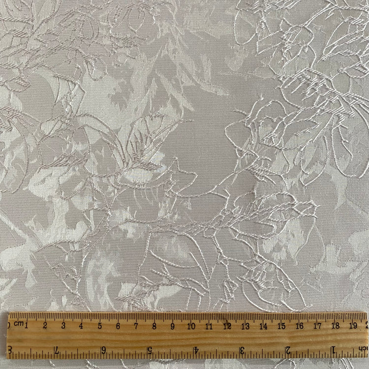 Rose Embroidered Satin Jacquard - White