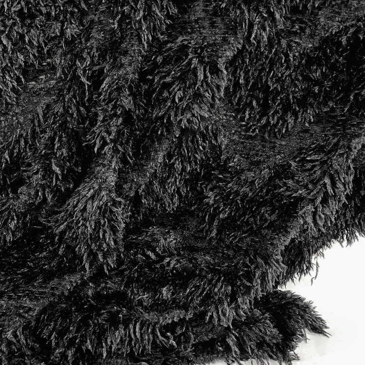 Chevron Cut Pile Faux Ostrich Feather Fur - Black