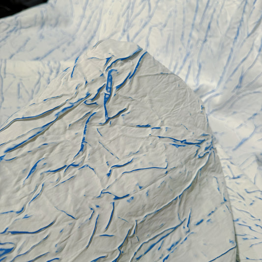 Abstract Frottage Print Sateen - White/Blue