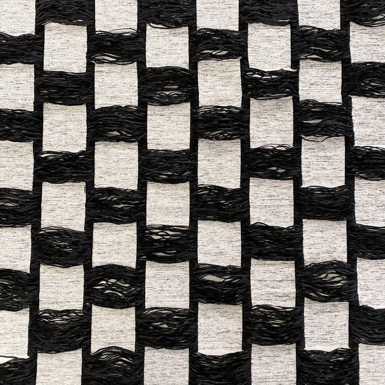 Chenille Yarn Float Checkerboard Twill - Black/White