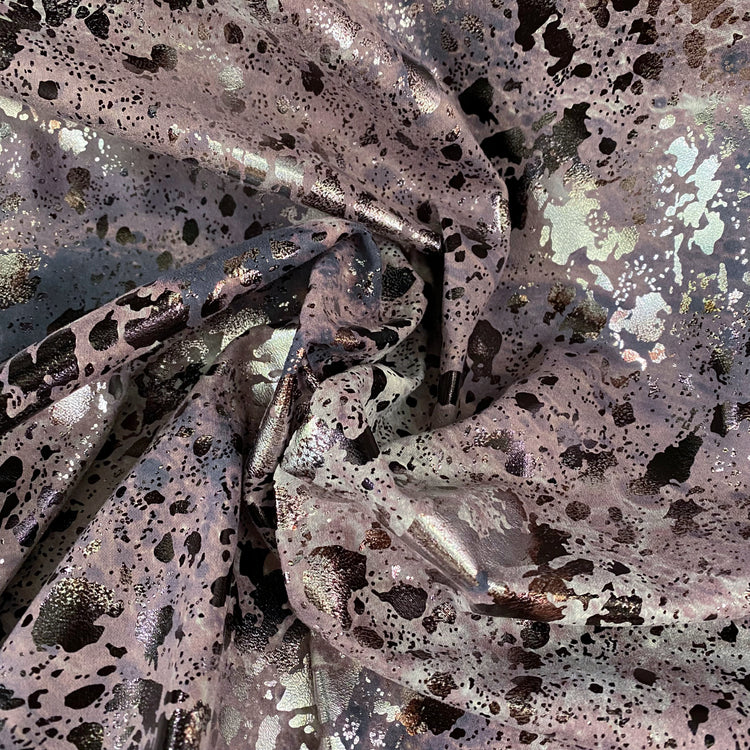 Foiled Splatter Faux Leather - Silver/Lavender