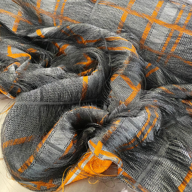 Long Yarn Float Glen Plaid Dobby - Black / Grey / Orange