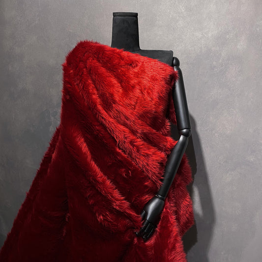 Faux Mink Fur - Medium Pile - Crimson