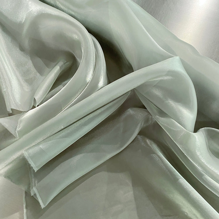 Pearlescent Satin Organza - Pale Green