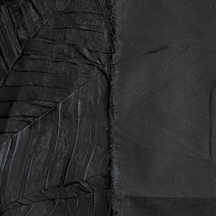Irregular Pleat Bonded Satin - Black