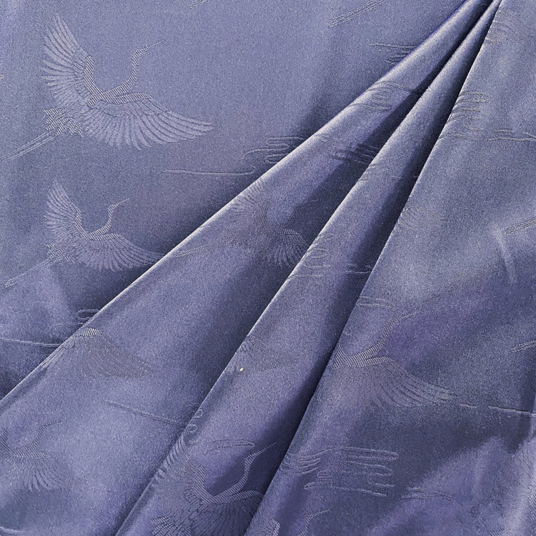 Crane Satin Poly/Silk Damask - Dark Steel Blue