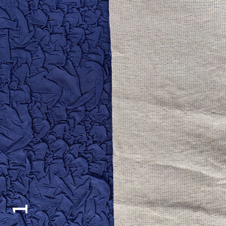 Organic Petal-Creased Chiffon - Bonded - Royal Blue