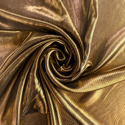 Moiré Stripe Metallic Chiffon - Gold/Black