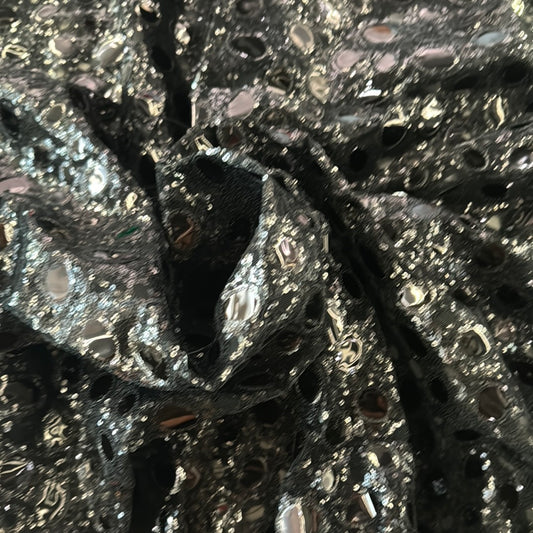 Sequinned Mirror Tulle - Black