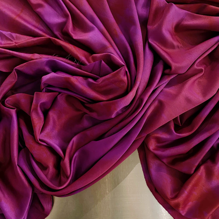 Abstract Shibori Satin Back Crepe - Dark Magenta / Crimson