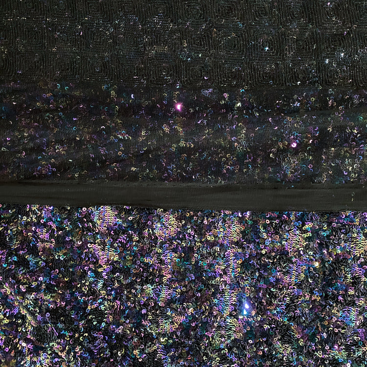 Quarter Square Triangle Micro Sequin - Iridescent / Black