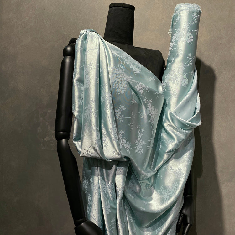 Satin Orchid Damask - Pale Turquoise