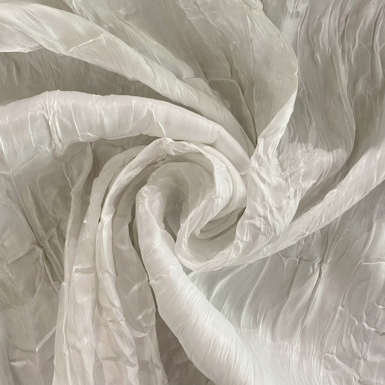 Plisse Shimmer Satin - White