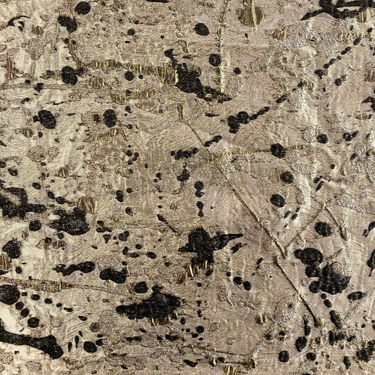 Abstract Paint Splatter Metallic Brocade - Gold / Black