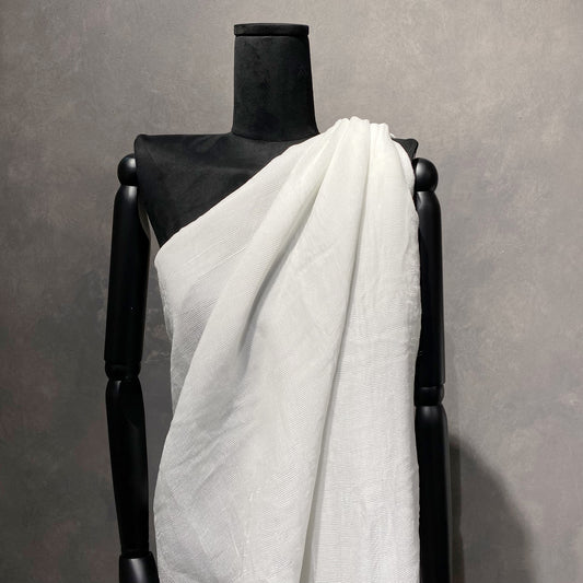 Soft Crumpled Bonded Plisse Organza - White