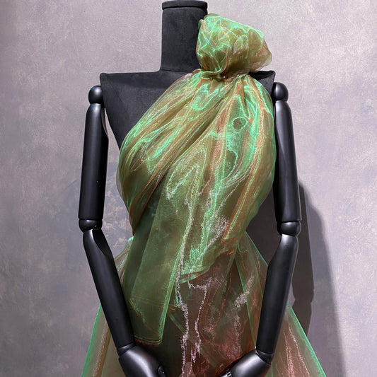 Shot Organza - Light Green/Red