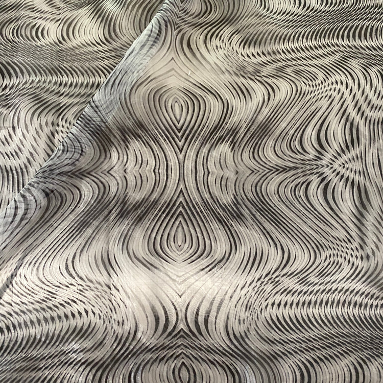 Optical Illusion Print Glass Organza - Black / White