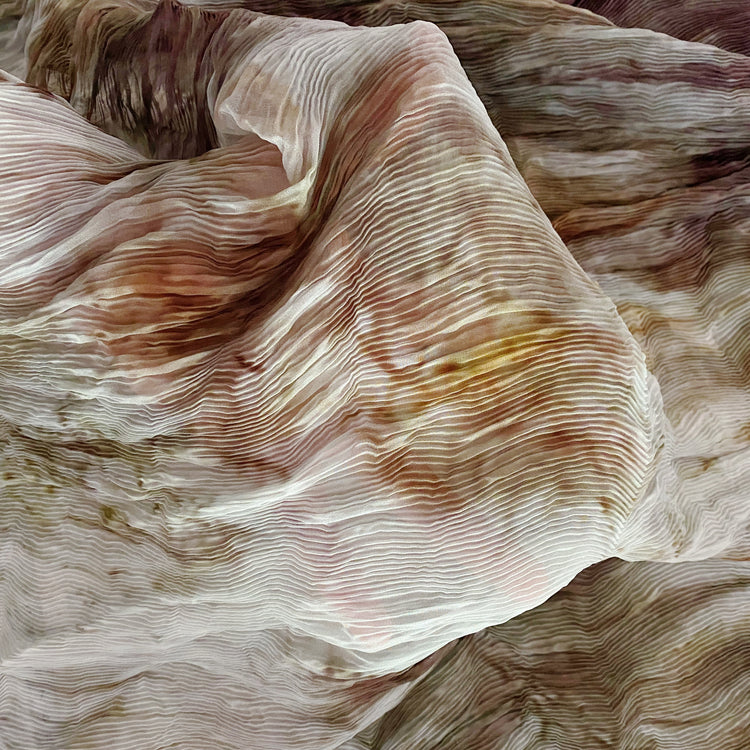 Wetlands Chiffon Plisse - Dark Olive/Rosy Brown