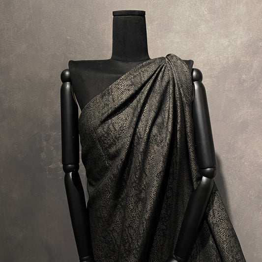 Snake Skin Textured Cotton Blend Jacquard - Black / Dark Beige