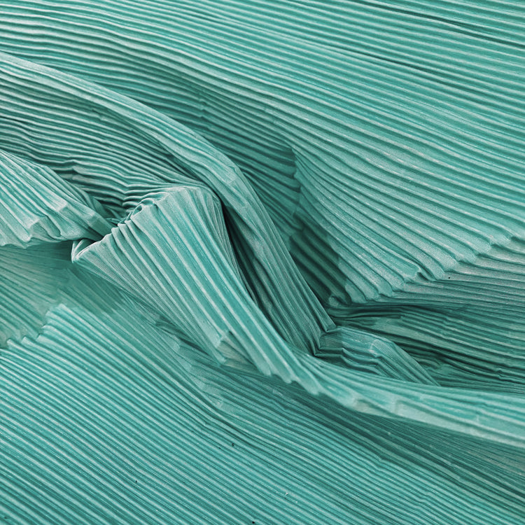 (Remnant) Accordion-Pleated Taffeta - Mid-Turquoise - 1.90m