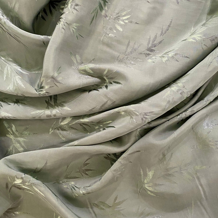 Bamboo Leaves Viscose Damask - Sage Green