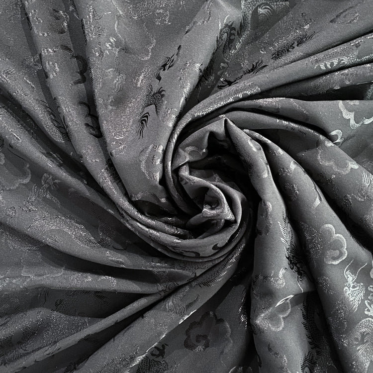 Dragon Satin Damask - Black