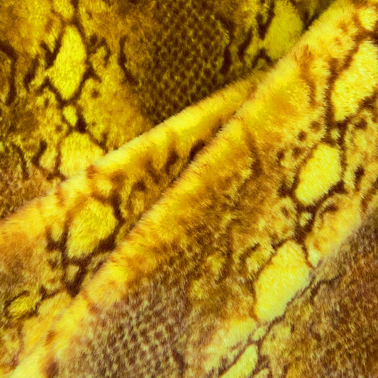 Snakeskin Faux Fur - Yellow / Brown