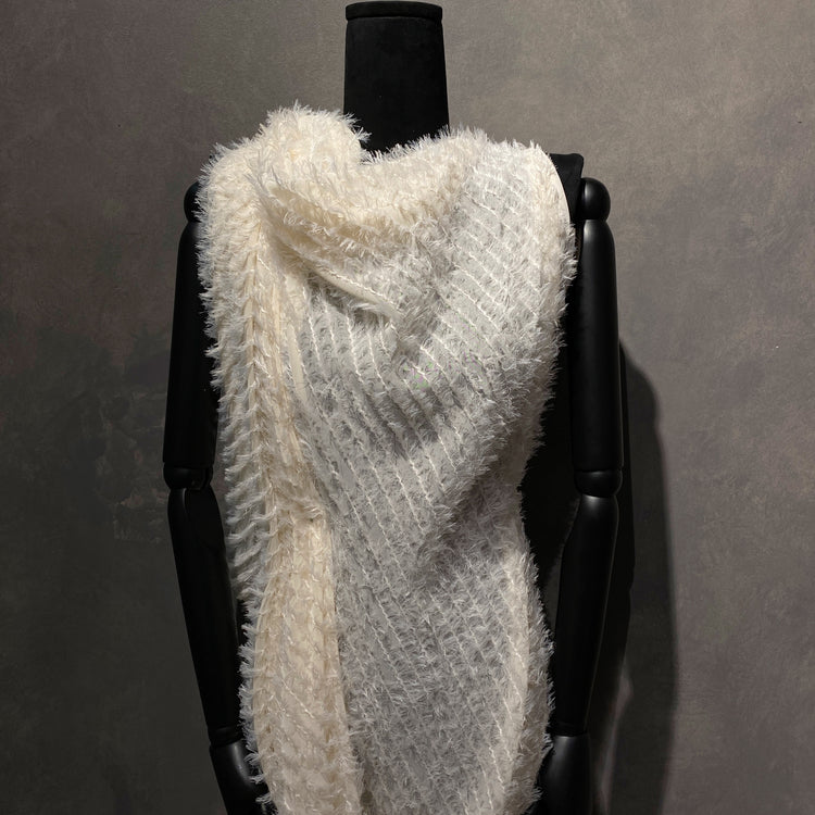 Tassel-Insert Chiffon - White