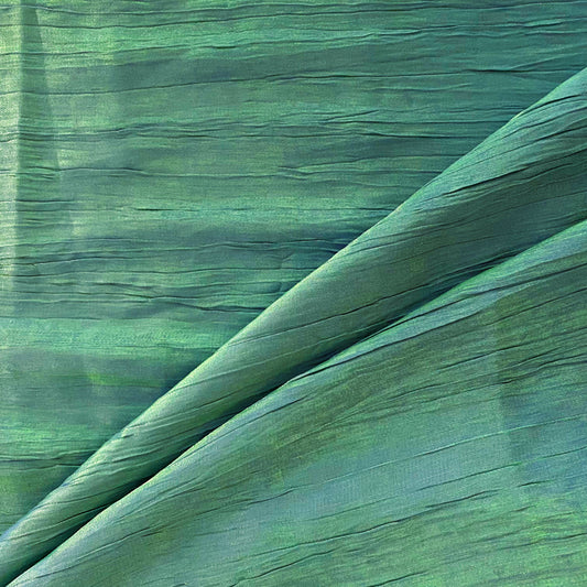 Creased Shot Twill - Emerald / Cornflower Blue