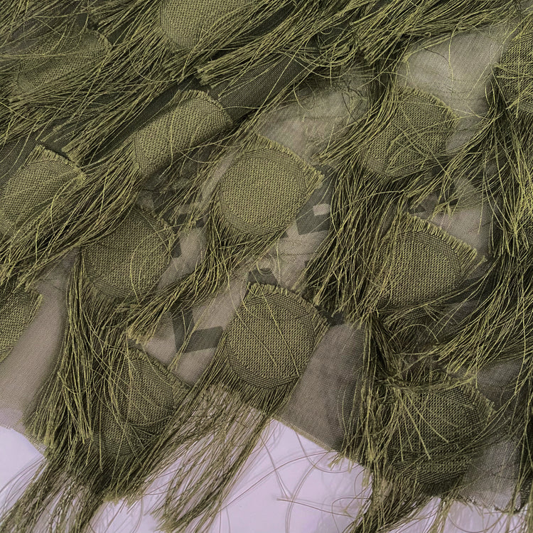 Dobby Fringed Chiffon - Dark Olive