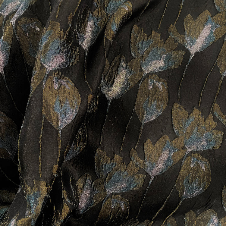 Spring Blossom Brocade - Metallic - Olive