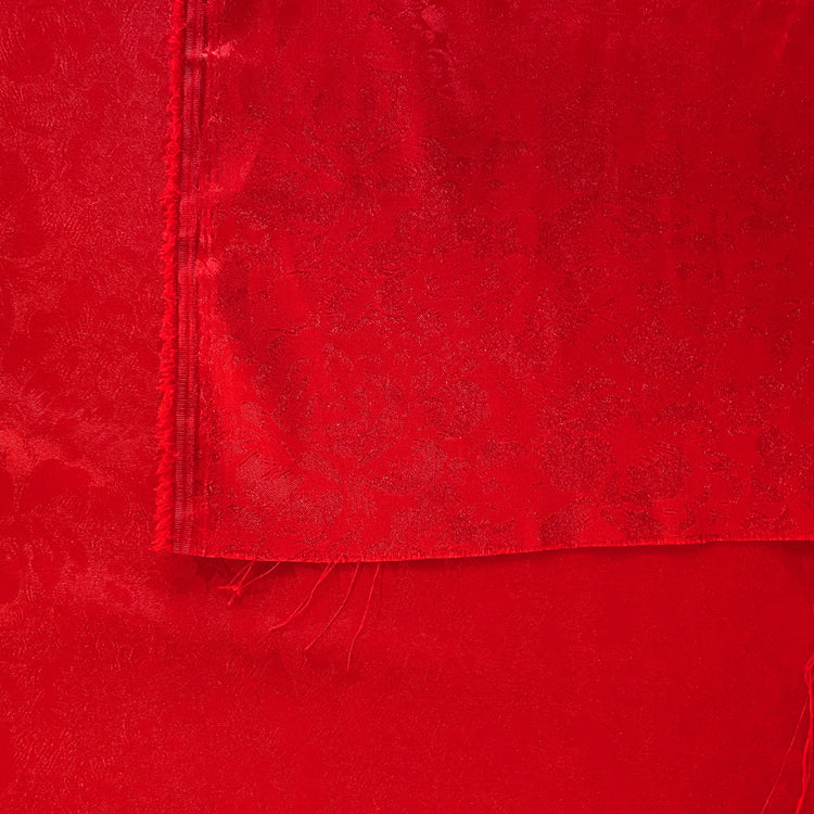 Satin Rose-field Damask - Red