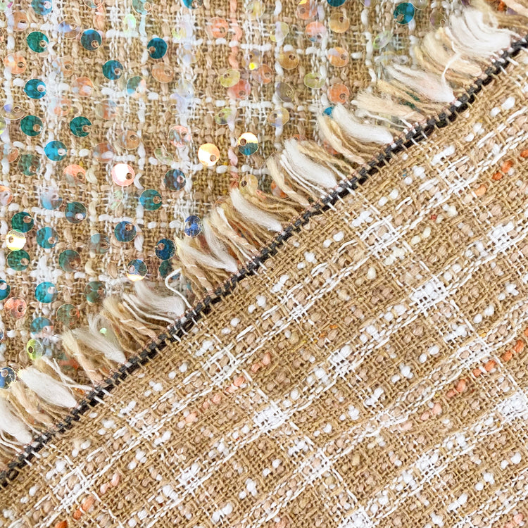 (Remnant) Sequinned Tweed - Beige - 1m