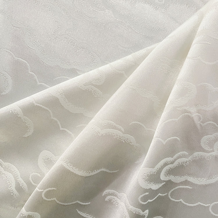 Gentle Clouds Satin Damask - Snow White