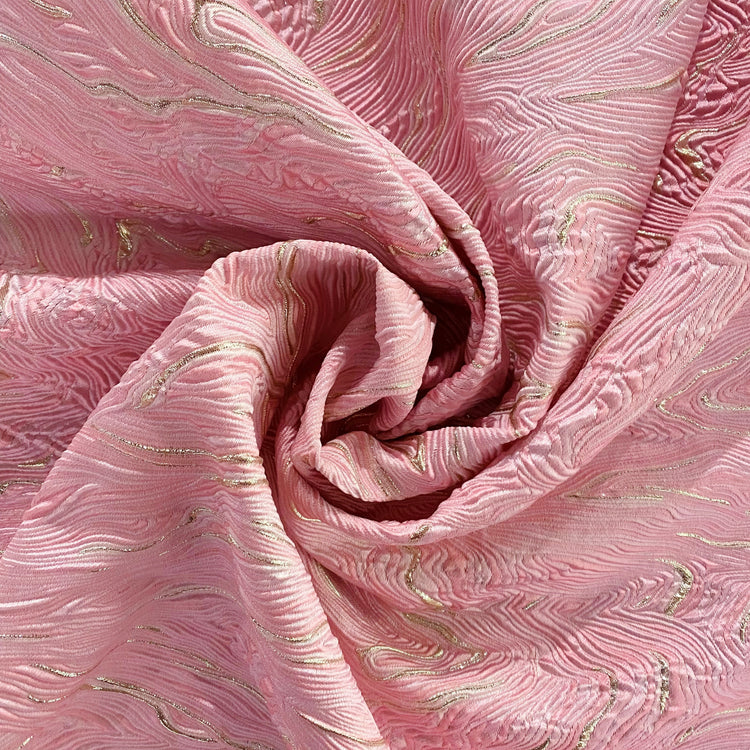 Contour Wave Brocade - Pink/Silver Metallic
