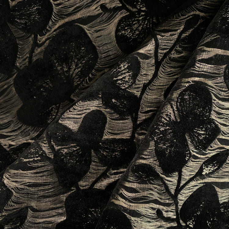 Botanical Dreamscape Velvet Jacquard - Black / Silver