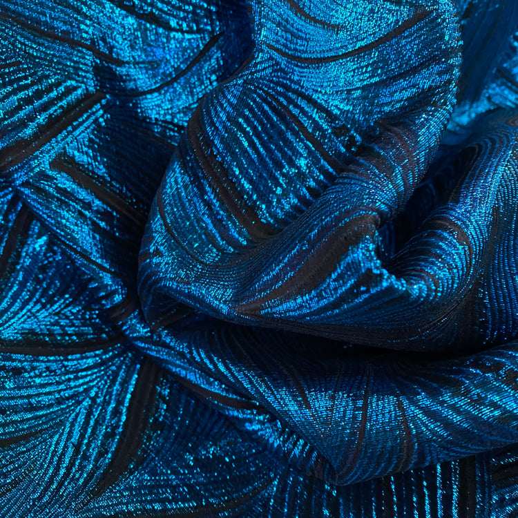 Ocean Waves Brocade - Teal/Navy