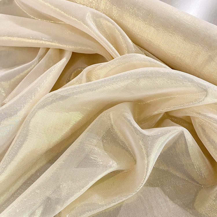 Silk Lurex Chiffon - White / Gold