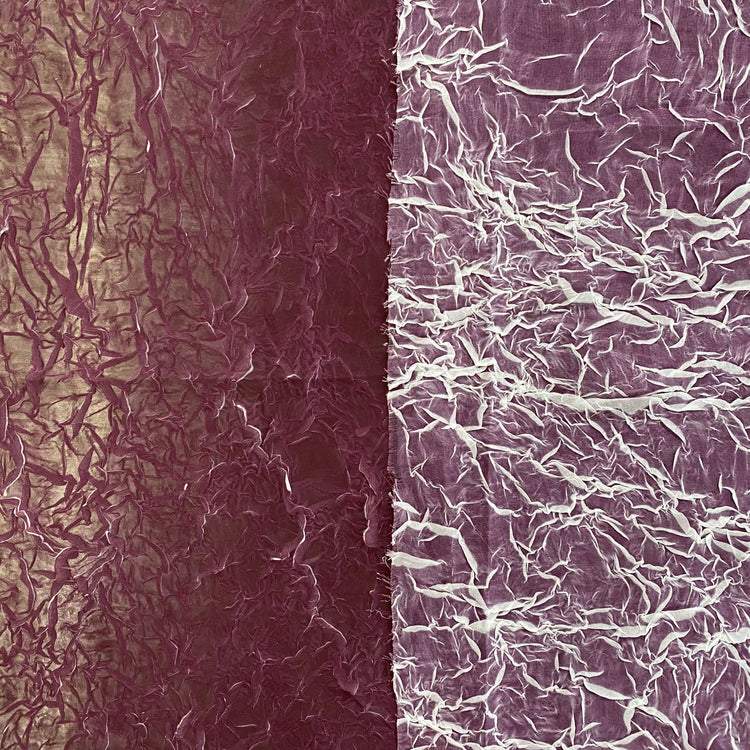 Pliage Creased Plisse Chiffon - Dark Magenta / White