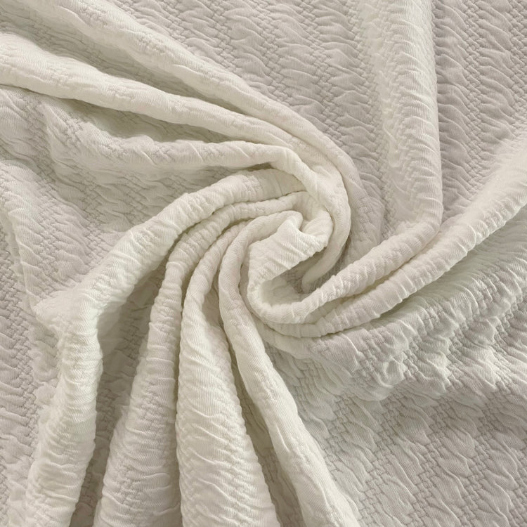 Zig-Zag Shirred Double Jersey - White