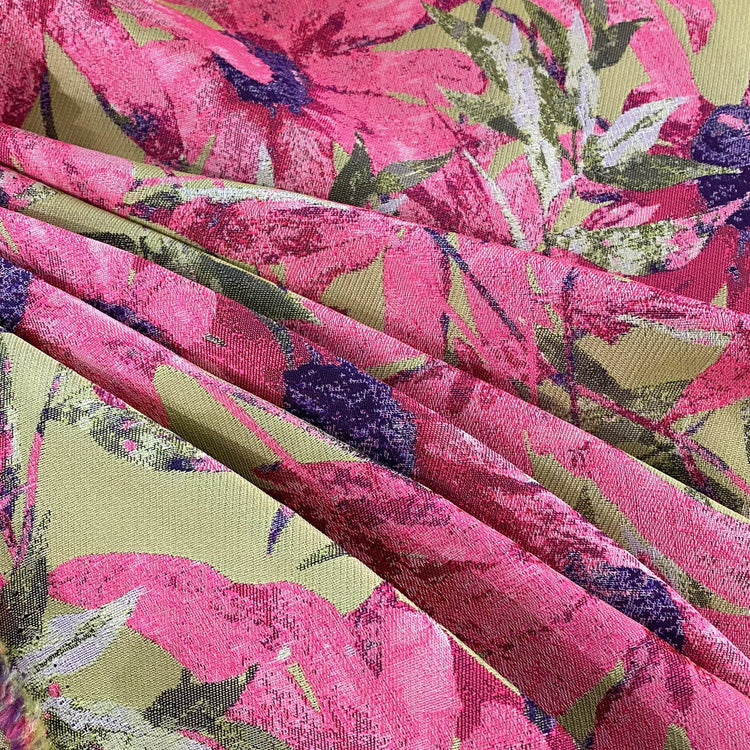 Thin-leaf Wildflower Jacquard - Lime/Hot Pink