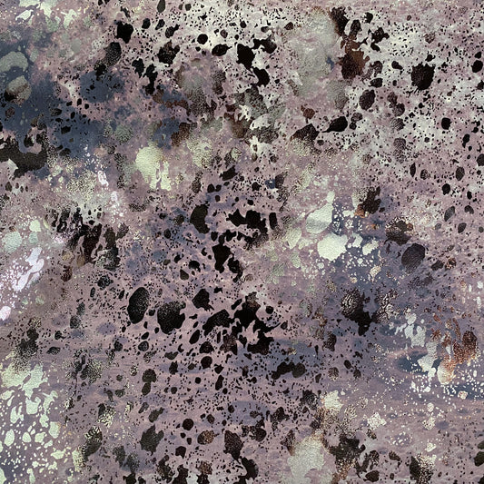 Foiled Splatter Faux Leather - Silver/Lavender