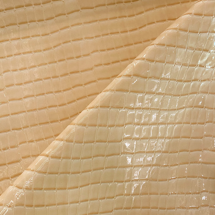Patent Alligator Faux Leather - Large Pattern - Egg Shell