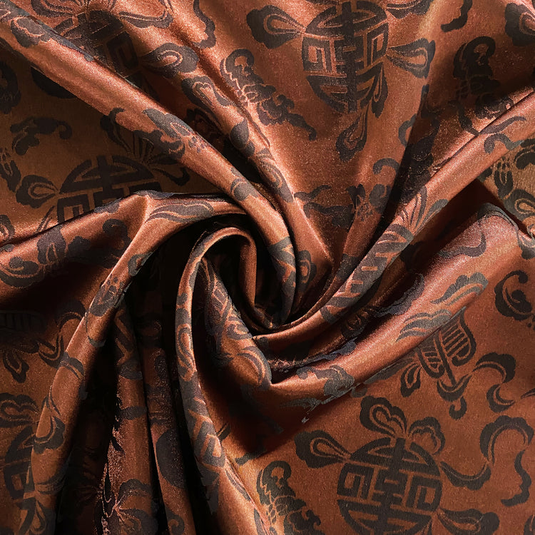 Feng Shui Satin Jacquard - Burnt Umber / Dark Brown